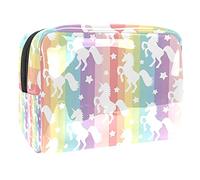 Trousse da donna e ragazza con stampa di unicorno, arcobaleno, stelle, parole, trucchi, borsetta con cerniera, Multicolore 02, 18.5x7.5x13cm/7.3x3x5.1in, Beauty Case