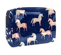 Trousse da donna e ragazza con stampa di unicorno, arcobaleno, stelle, parole, trucchi, borsetta con cerniera, Multicolore 06, 18.5x7.5x13cm/7.3x3x5.1in, Beauty Case