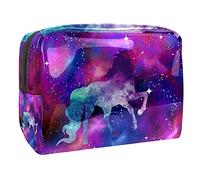 Trousse da donna e ragazza con stampa di unicorno, arcobaleno, stelle, parole, trucchi, borsetta con cerniera, Multicolore 08, 18.5x7.5x13cm/7.3x3x5.1in, Beauty Case