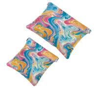 Trousse da donna tascabile, borsa per il trucco in pelle impermeabile, senza cerniera, con chiusura automatica, per ragazze, mini borsa per borsa, sfondo con funghi e bacche selvatiche, Multicolore