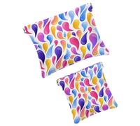 Trousse da donna tascabile, borsa per il trucco in pelle impermeabile, senza cerniera, con chiusura automatica, per ragazze, mini borsa per borsa, cuore fiammeggiante rosso potere, Multicolore 02,