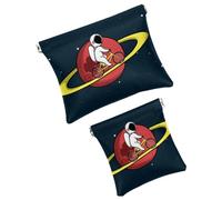 Trousse da donna tascabile, borsa per il trucco in pelle impermeabile, senza cerniera, con chiusura automatica, per ragazze, mini borsa per borsa, motivo cosmonauta di Marte, Multicolore 02, 7.1x5.8