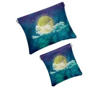 Trousse da donna tascabile, borsa per il trucco in pelle impermeabile, senza cerniera, con chiusura automatica, per ragazze, mini borsa per borsa, motivo cosmonauta di Marte, Multicolore 06, 7.1x5.8