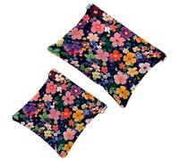 Trousse da donna tascabile, in pelle, impermeabile, senza cerniera, con chiusura automatica, per ragazze, mini borsa per borsa, sagome di bosco mattutino, pini, cervi, Multicolore 09, 7.1x5.8