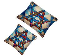 Trousse da donna tascabile, in pelle impermeabile, senza cerniera, con chiusura automatica, per ragazze, mini borsa per borsa, motivo astratto moderno con stella di David, Multicolore 08, 7.1x5.8