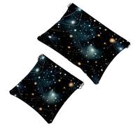 Trousse da donna tascabile, in pelle impermeabile, senza cerniera, con chiusura automatica, per ragazze, mini borsa per borsa, costellazione dello spazio esterno, Planet-1002, Multicolore 07, 7.1x5.8