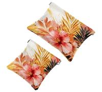 Trousse da donna tascabile, in pelle impermeabile, senza cerniera, con chiusura automatica, per ragazze, mini borsa per borsa, fiori ad acquerello, narciso e campanule, Multicolore 09, 7.1x5.8