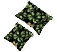 Trousse da donna tascabile, in pelle impermeabile, senza cerniera, con chiusura automatica, per ragazze, mini borsa per borsa, motivo trifoglio fortunato senza cuciture, Multicolore 04, 7.1x5.8