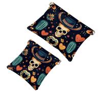 Trousse da donna tascabile, in pelle, impermeabile, senza cerniera, con chiusura automatica, per ragazze, mini borsa per borsa, sagome di bosco mattutino, pini, cervi, Multicolore 06, 7.1x5.8