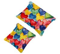 Trousse da donna tascabile, in pelle impermeabile, senza cerniera, con chiusura automatica, per ragazze, mini borsa per borsa, fiori ad acquerello, narciso e campanule, Multicolore 08, 7.1x5.8