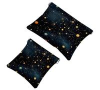 Trousse da donna tascabile, in pelle impermeabile, senza cerniera, con chiusura automatica, per ragazze, mini borsa per borsa, costellazione dello spazio esterno, Planet-1002, Multicolore 01, 7.1x5.8