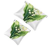 Trousse da donna tascabile, in pelle impermeabile, senza cerniera, con chiusura automatica, per ragazze, mini borsa per borsa, fiori ad acquerello, narciso e campanule, Multicolore 03, 7.1x5.8