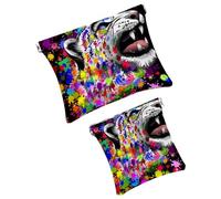 Trousse da donna tascabile, in pelle, impermeabile, senza cerniera, con chiusura automatica, per ragazze, mini borsa per borsa, artistic we are Heroes, Multicolore 08, 7.1x5.8 inch/4.7x4.5 inch