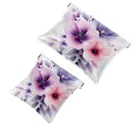 Trousse da donna tascabile, in pelle impermeabile, senza cerniera, con chiusura automatica, per ragazze, mini borsa per borsa, fiori ad acquerello, narciso e campanule, Multicolore 07, 7.1x5.8