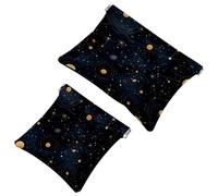 Trousse da donna tascabile, in pelle impermeabile, senza cerniera, con chiusura automatica, per ragazze, mini borsa per borsa, costellazione dello spazio esterno, Planet-1002, Multicolore 10, 7.1x5.8