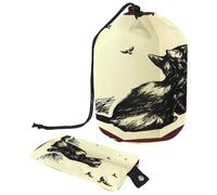 Trousse da toilette con coulisse, a forma di barile, con gatto che guarda gli uccelli volanti, borsa per cosmetici, organizer da viaggio per trucchi + piccola borsa, Multi,
