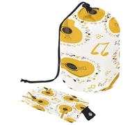 Trousse da toilette con coulisse, a forma di botte, con chitarra country e note musicali, trousse da viaggio per trucchi + piccola borsa, Multi, 9.9x6.9in/25.2x17.6cm;6x3.5in/15.2x8.8cm, Beauty case