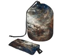 Trousse da toilette con coulisse, a forma di botte, con motivo astratto della Via Lattea, con galassia spaziale, borsa per cosmetici, organizer da viaggio + piccola borsa, Multi,