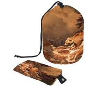 Trousse da toilette con coulisse, a forma di orso Grizzly sulle montagne rocciose, borsa per cosmetici a forma di barile, organizer da viaggio per trucchi + piccola borsa, Multi,