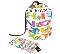 Trousse da toilette con coulisse, borsa per cosmetici a forma di barile con animali fantastici, organizer da viaggio + piccola borsa, Multi, 9.9x6.9in/25.2x17.6cm;6x3.5in/15.2x8.8cm, Beauty case