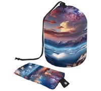 Trousse da toilette con coulisse, borsa per cosmetici, a forma di barile con galassia, nebulosa stellata sopra la nuvola, borsa da viaggio per cosmetici + piccola borsa, Multi,