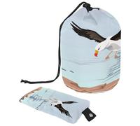 Trousse da toilette con coulisse, borsa per cosmetici a forma di barile con motivo albatro errante in mare, borsa organizer da viaggio + piccola borsa, Multi, 9.9x6.9in/25.2x17.6cm;6x3.5in/15.2x8.8cm,