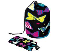 Trousse da toilette con coulisse, borsa per cosmetici a forma di botte, con fiocco rosa e fiocco blu a forma di cuoricino, borsa da viaggio + piccola borsa, Multi,