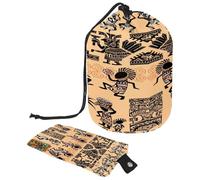 Trousse da toilette con coulisse, borsa per cosmetici a forma di botte, con indiani americani che ballano, borsa da viaggio per trucchi + piccola borsa, Multi,