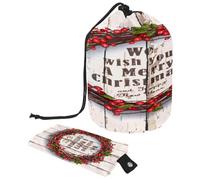 Trousse da toilette con coulisse, con corona di bacche su una borsa rustica in legno a forma di botte, borsa per cosmetici, organizer da viaggio per trucchi + piccola borsa, Multi,