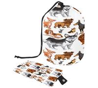 Trousse da toilette con coulisse, graziosa borsa per cosmetici a forma di cucciolo di husky, chihuahua, shar pei, borsa da viaggio per trucchi + piccola borsa, Multi,