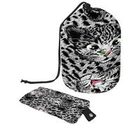 Trousse da toilette con coulisse, graziosa borsetta a forma di cucciolo di leopardo, borsa per cosmetici, organizer da viaggio per trucchi + piccola borsa, Multi,