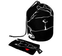 Trousse da toilette con coulisse, grazioso bulldag con un cuore rosso a forma di barile, borsa per cosmetici, organizer da viaggio per trucchi + piccola borsa, Multi,