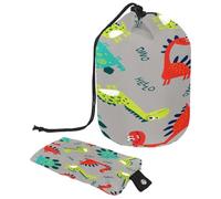 Trousse da toilette con coulisse, Hello Red Green Blue Dinosaur a forma di barile, trousse da viaggio organizer per trucchi + piccola borsa, Multi, 9.9x6.9in/25.2x17.6cm;6x3.5in/15.2x8.8cm, Beauty