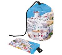 Trousse da toilette con coulisse, Mar Egeo in Grecia, a forma di botte, borsa per cosmetici, organizer da viaggio + piccola borsa, Multi, 9.9x6.9in/25.2x17.6cm;6x3.5in/15.2x8.8cm, Beauty case