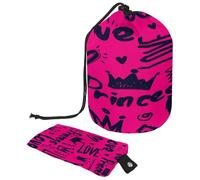 Trousse da toilette con coulisse, motivo graffiti, principessa, corona, amore, rosa, a forma di barile, borsa per cosmetici, organizer da viaggio per trucchi + piccola borsa, Multi,