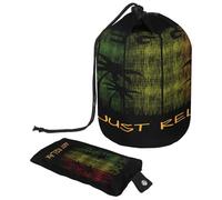 Trousse da toilette con coulisse, motivo: Reggae Music Relax con albero di cocco a forma di botte, trousse da viaggio per trucchi + piccola borsa, Multi, 9.9x6.9in/25.2x17.6cm;6x3.5in/15.2x8.8cm,