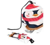 Trousse da toilette con coulisse, pinguino che scia, con cappello rosso, sciarpa, borsa a forma di barile, beauty case, organizer da viaggio + piccola borsa, Multi,