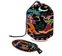 Trousse da toilette con coulisse, tre scheletri che cantano la chitarra che canta, borsa a forma di botte, borsa per cosmetici, borsa organizer da viaggio per trucchi + piccola borsa, Multi,