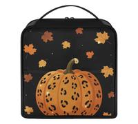 Trousse da toilette con scritta "It's Fall Y'all Pumpkin Leopard Print" | Borsa per trucco leggera con scomparti e spazio per pennelli, specchio