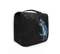 Trousse da toilette da appendere con dinosauro arcobaleno incandescente, per donne e uomini, portatile, organizer per cosmetici, borsa per cosmetici, impermeabile, essenziale da viaggio, grande, per