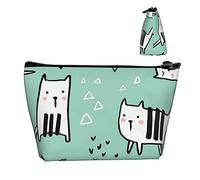 Trousse da toilette Oxford resistente all'acqua Cute Kitten Green, borsa per il trucco di grande capacità con cerniera per ragazze Borsa cosmetica di lusso da donna