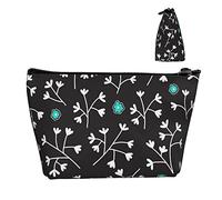 Trousse da toilette Oxford resistente all'acqua Flower Floral Daisy Black, Borsa per trucco di grande capacità con cerniera per ragazze Borsa cosmetica di lusso da donna