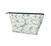 Trousse da toilette Oxford resistente all'acqua Flower Floral Daisy White, Borsa per trucco di grande capacità con cerniera per ragazze Borsa cosmetica di lusso da donna