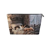 Trousse da trucco impermeabile per cosmetici, Camera da letto Vintage Sleeping Pets, One Size