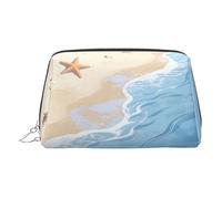 Trousse da viaggio chic con stampa diagonale a tre forme, graziosa borsa per cosmetici da donna per borsa e uso in movimento, Spiaggia Stelle Marine Scene, One Size, Classico