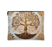 Trousse da viaggio con albero della vita, borsa da viaggio per cosmetici vintage da donna, organizer portatile in tela con cerniera, borsa da toilette ispirata alla natura, borsa da toilette per la