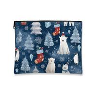 Trousse da viaggio con animali invernali, orsi polari e pinguini, borsa da viaggio per donne, piccola borsa portatile in tela con cerniera, borsa da toilette per la cura della pelle delle vacanze