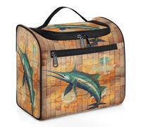 Trousse da viaggio con animali Marlin per donne, uomini, bambini, ragazze e ragazzi, borsa da toilette da 11,2 l, borsa da toilette da appendere, borsa da bagno organizer per articoli da toeletta,