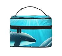 Trousse da viaggio con balene sotto il mare, borsa da viaggio per articoli da toeletta per uomini e donne, adatta per cosmetici da toeletta, Nero , Taglia unica
