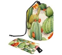 Trousse da viaggio con cactus del deserto colorate, borsa per il trucco da donna, borsa da viaggio pieghevole con coulisse, borsa da toeletta portatile, Cactus colorati del deserto,